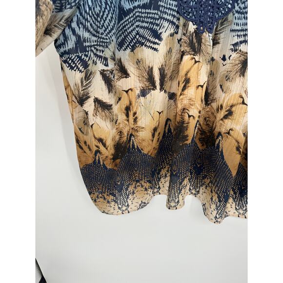 Catherines Womens Blue Tunic Size 2X Artsy Boho Oversized V Neck Sheer Shimmer - Picture 5 of 7